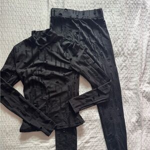 Black Cutout stretch dance set sz M by Dolls Kill